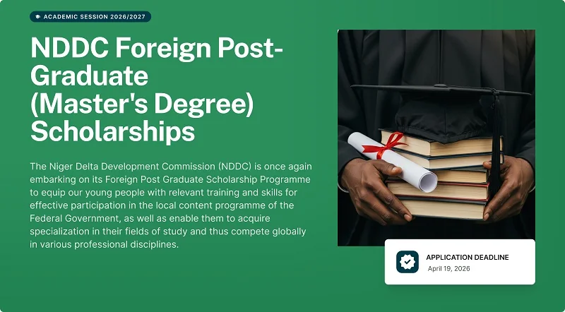 Programme de Bourse Postuniversitaire Étrangère NDDC 2026