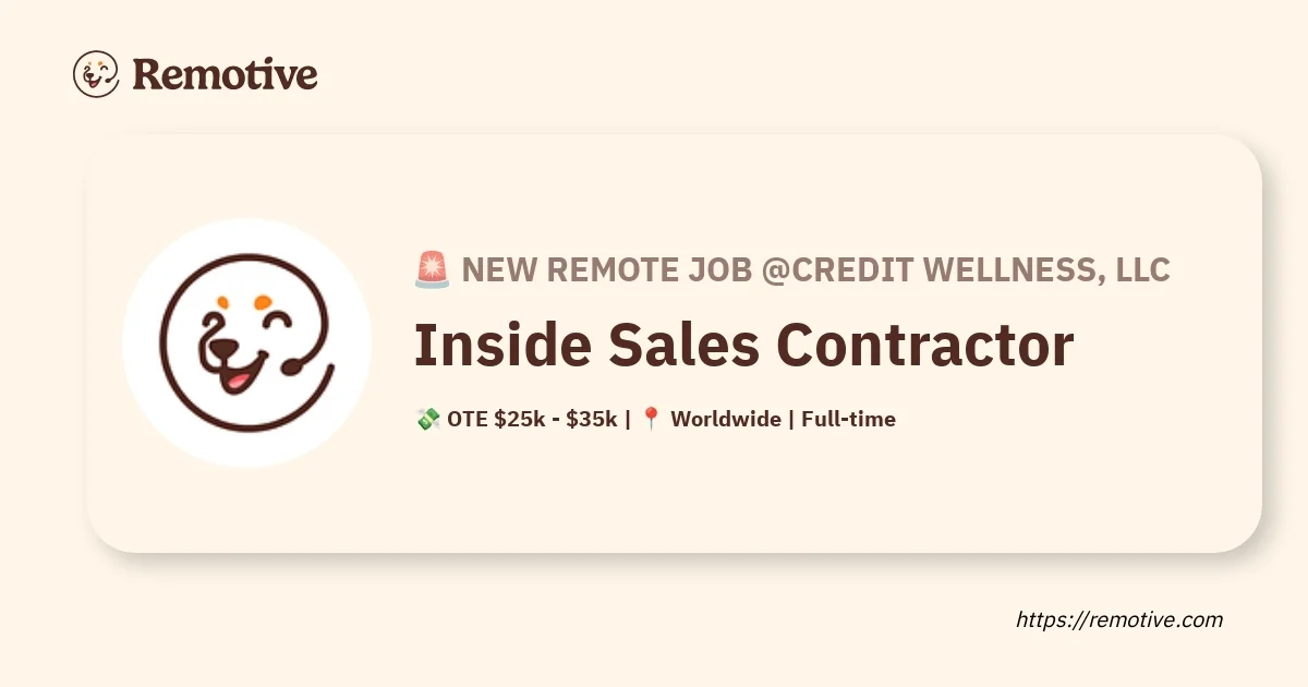 Inside Sales Contractor (Télétravail Mondial)