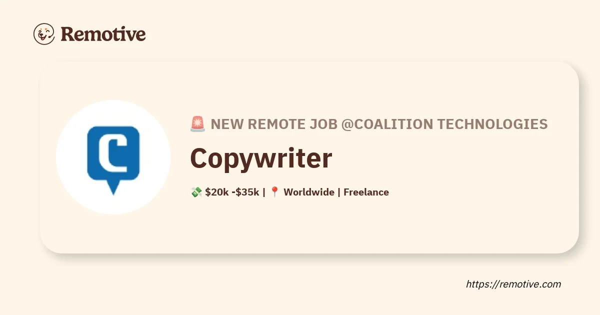 Copywriter Freelance (Télétravail Monde)