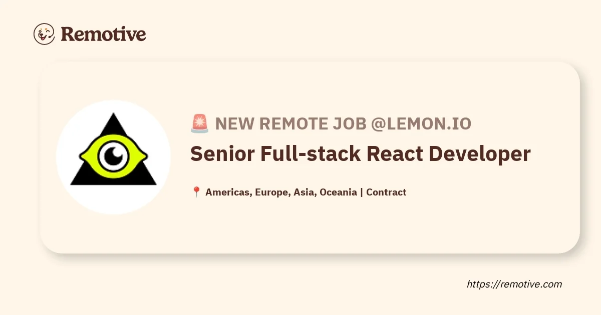 Développeur Full-stack Senior (React.js) - Opportunité en Télétravail