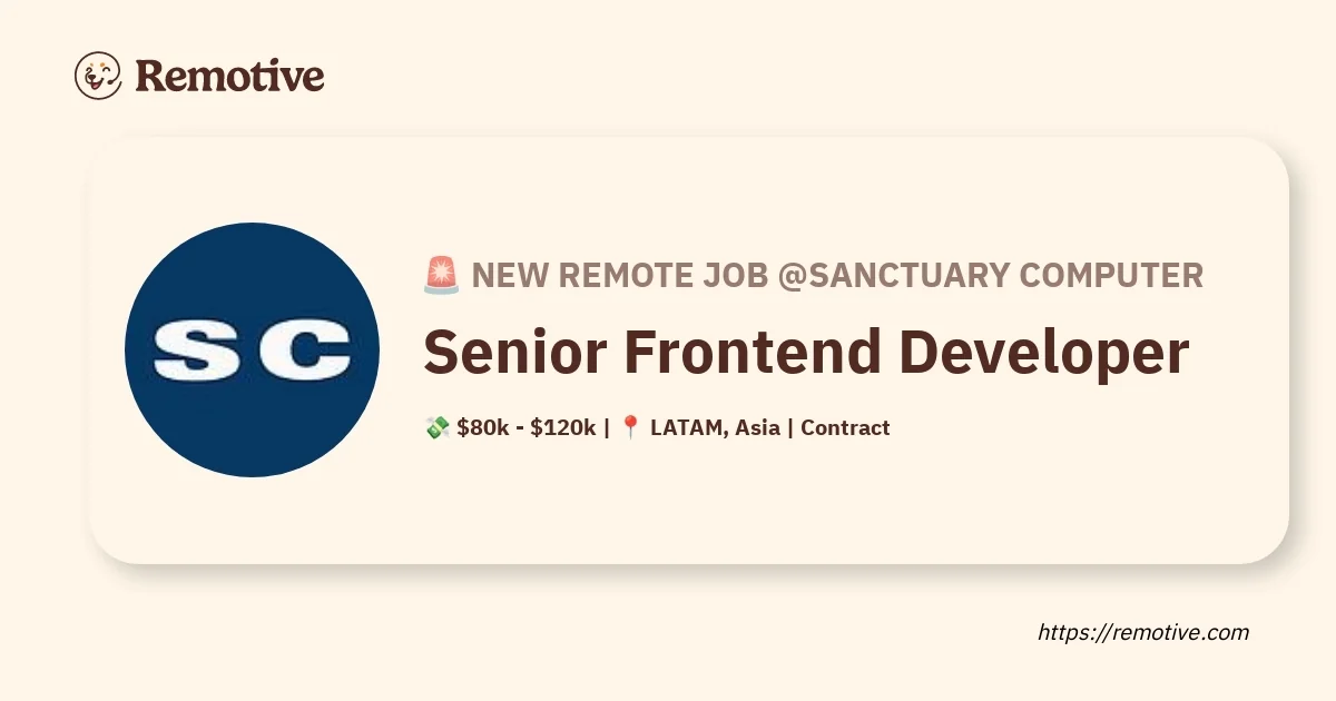 Développeur Frontend Senior (Remote)