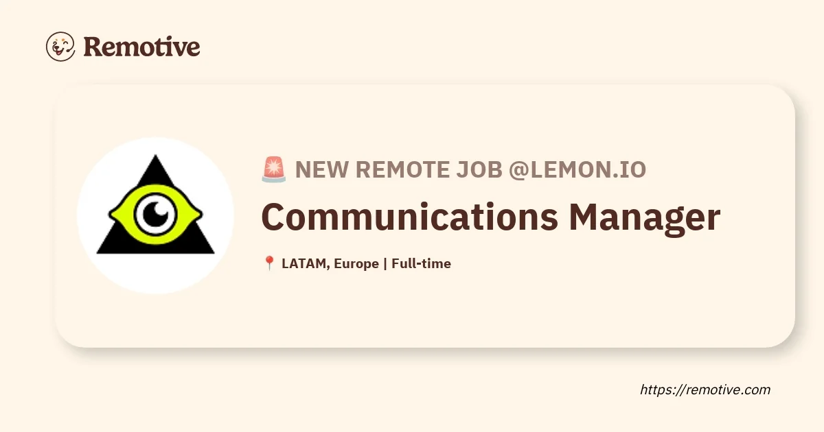 Communications Manager chez Lemon.io