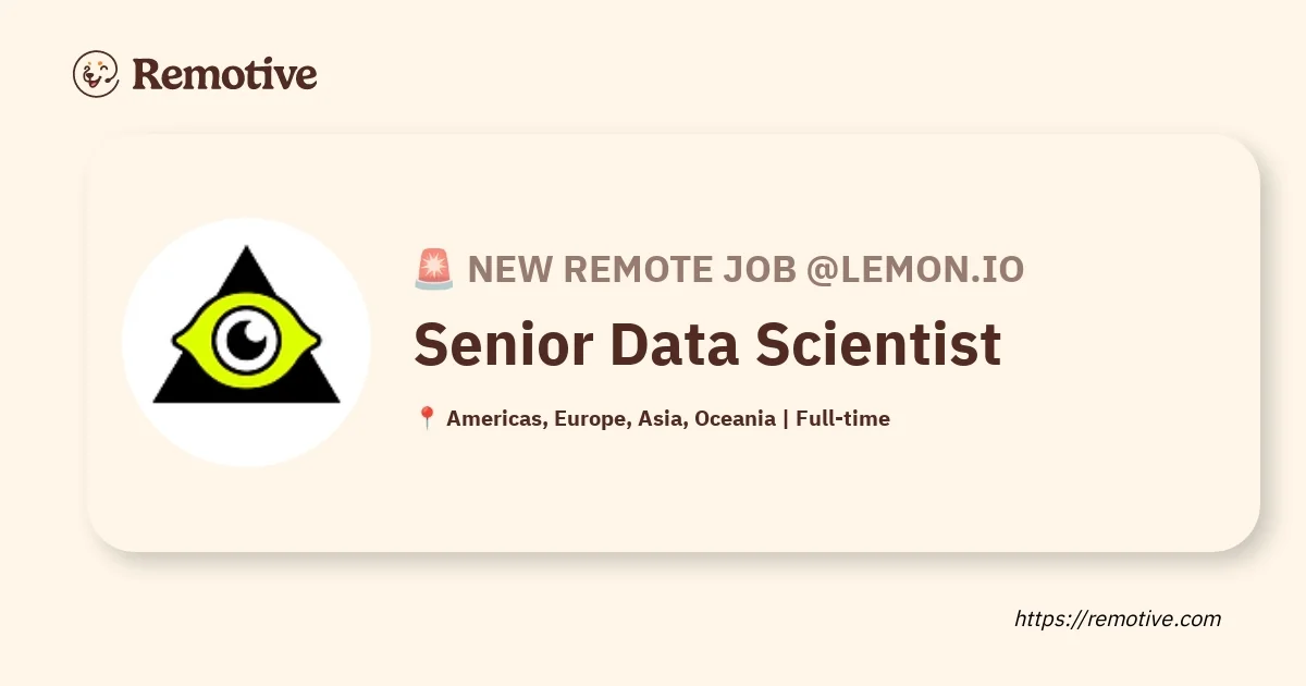 Recrutement Senior Data Scientist (Remote)