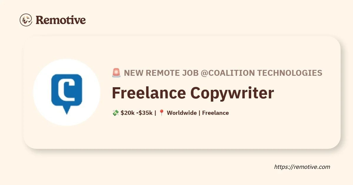Freelance Copywriter (Rédaction Web) - Coalition Technologies