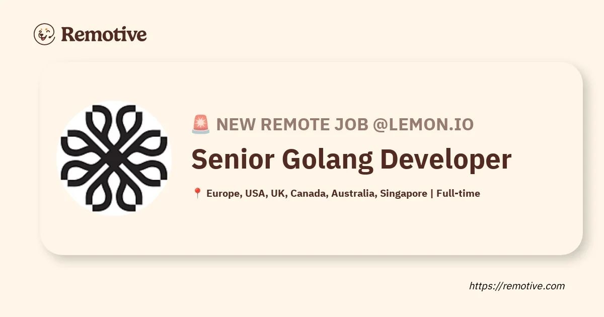 Développeur Senior Golang (Remote)
