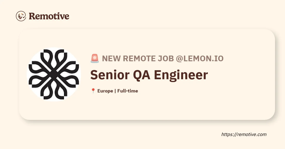 Senior QA Engineer chez Lemon.io (Télétravail)