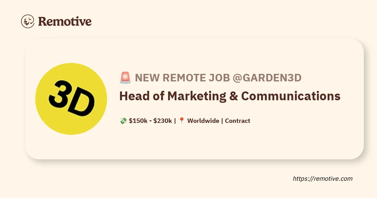 Head of Marketing & Communications (Remote - Worldwide)