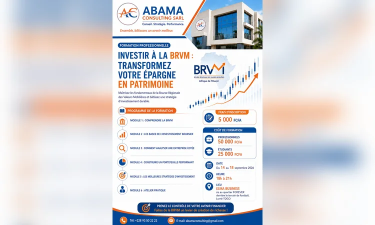 Formation certifiante : Investir à la BRVM et transformer son épargne en patrimoine